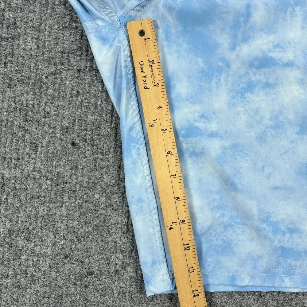 American Tall Board Shorts Mens 38 Blue Tie Dye Cargo Swim Trunks Drawstring